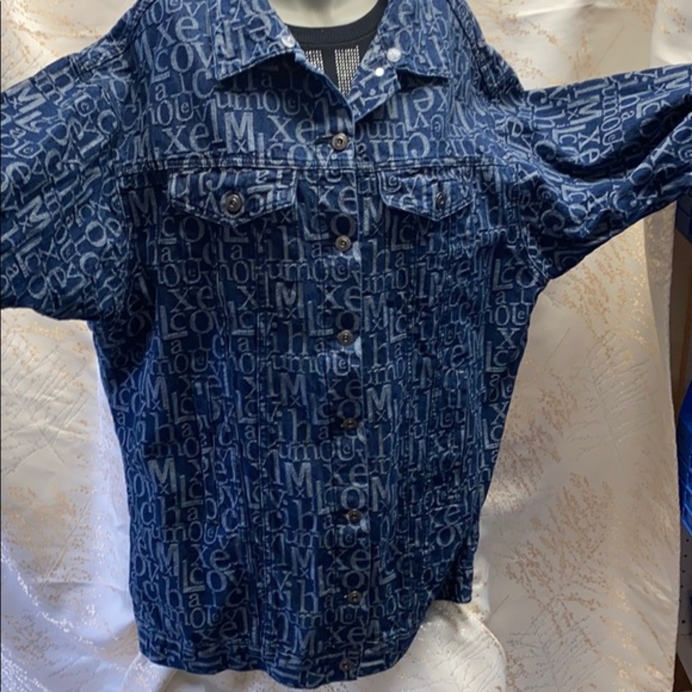 NWOT “Letter by Letter" Graffiti Denim Jacket